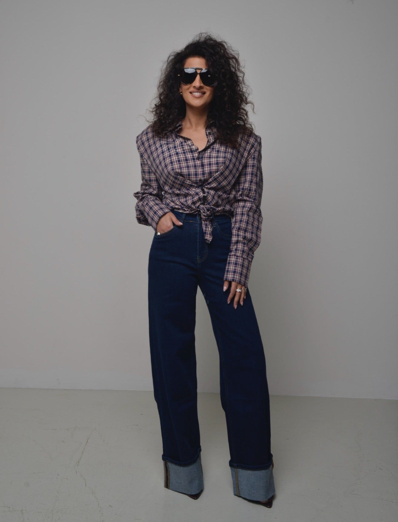 Jeans Wide Leg con risvolto