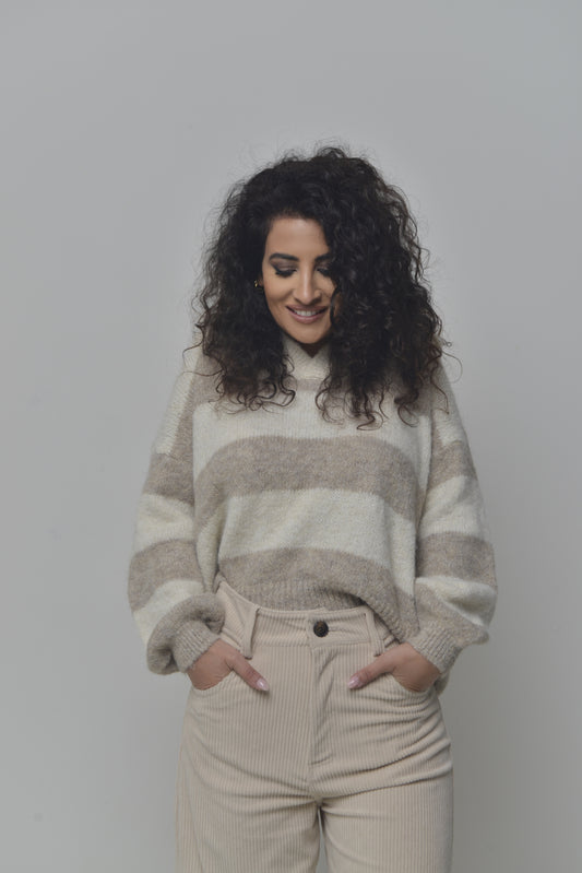 Maglione stile polo soffice con scollo a V