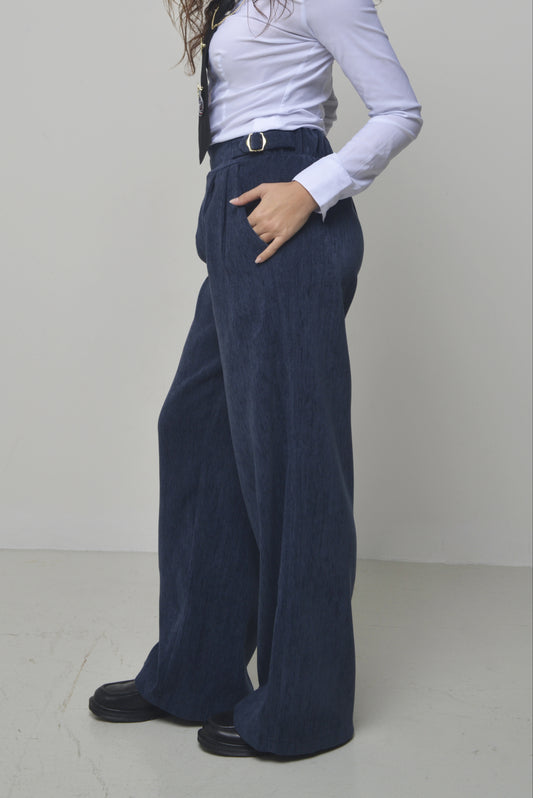 Pantalone blu in velluto Ninèe
