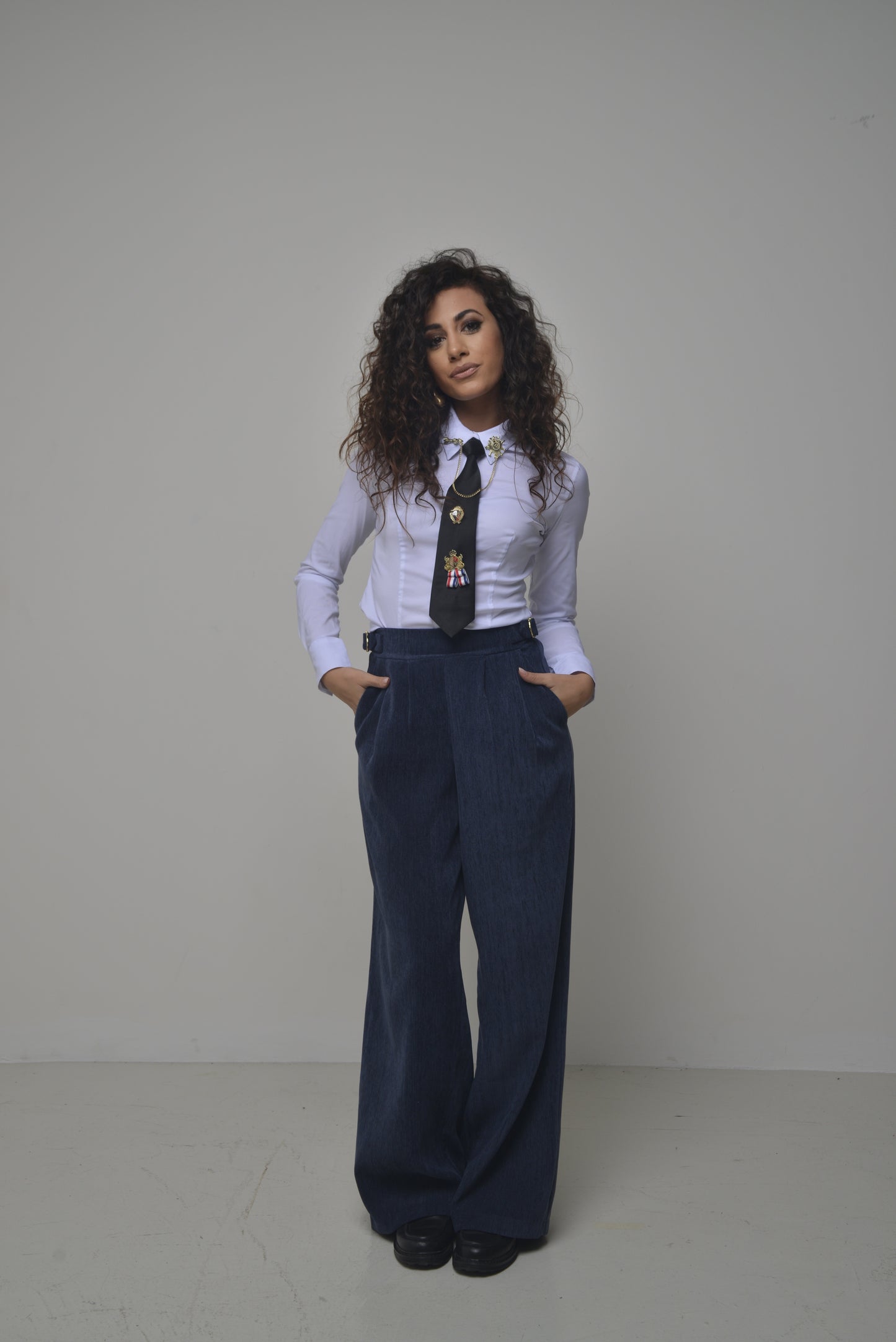 Pantalone blu in velluto Ninèe