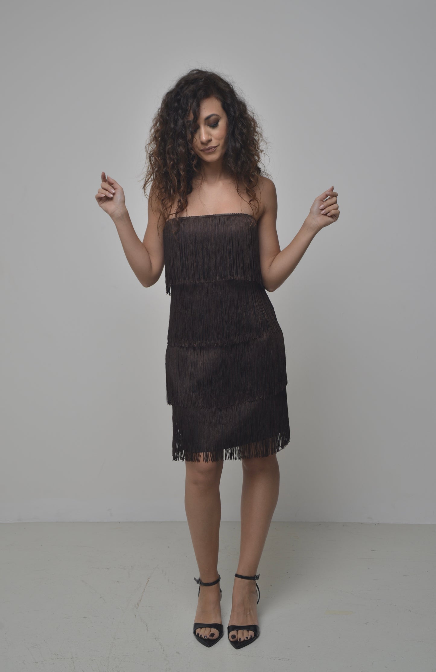 Vestito a fascia con frange Lumina