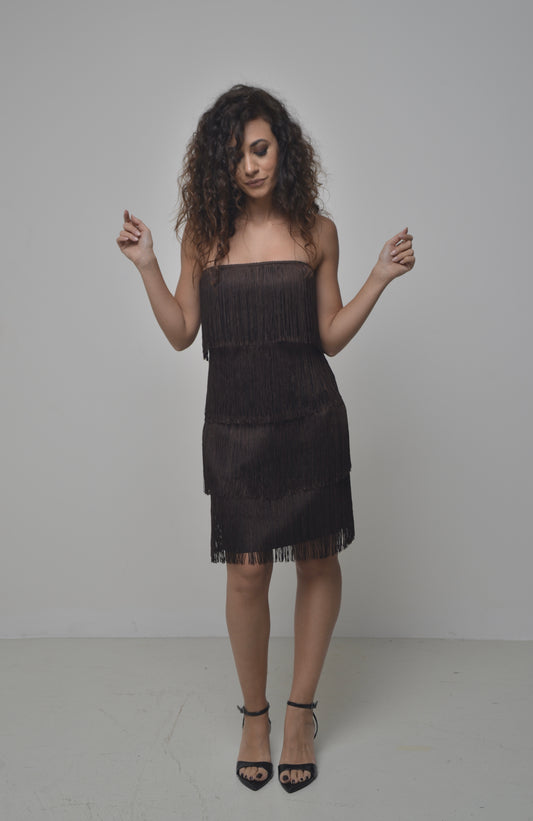 Vestito a fascia con frange Lumina