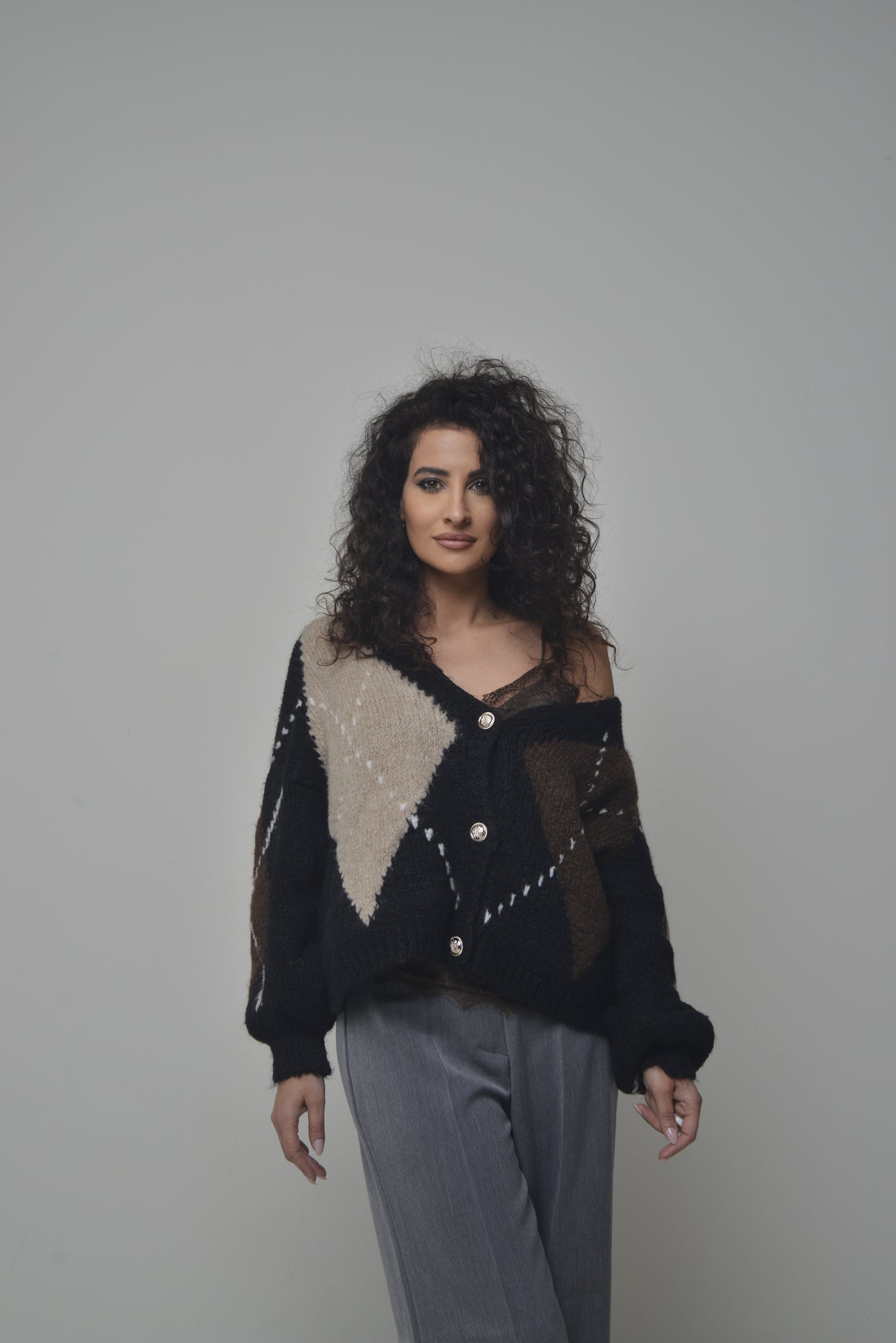 Cardigan fantasia rombi