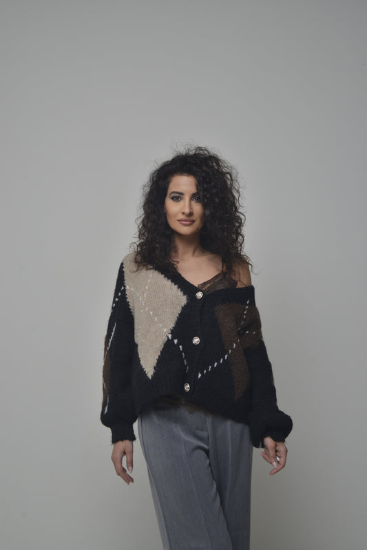 Cardigan fantasia rombi